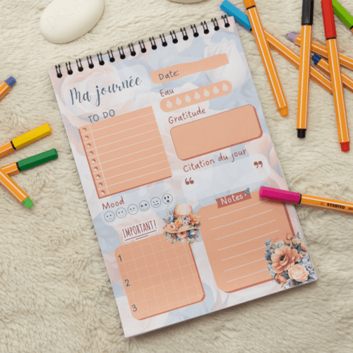 Planner Peach Flowers