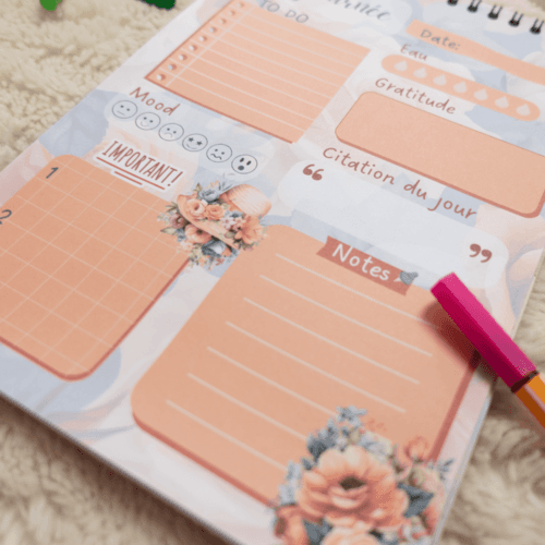 Planner Peach Flowers